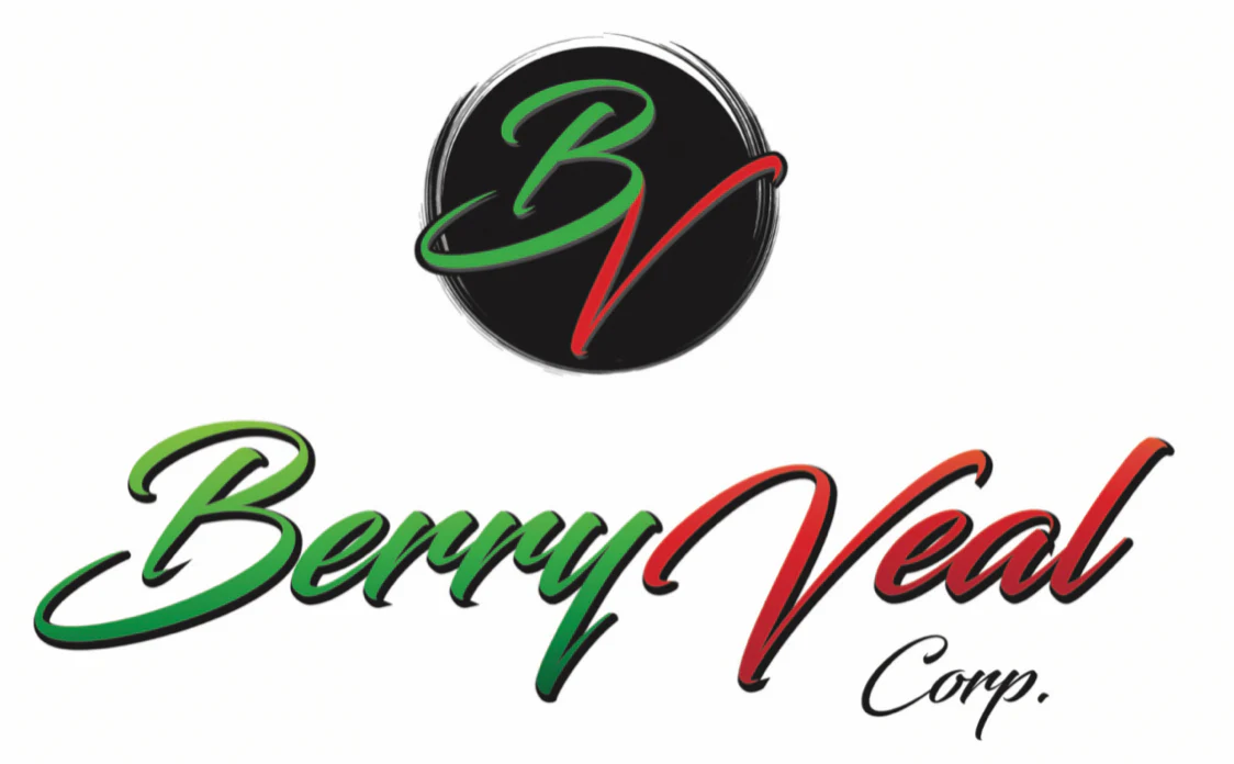 BerryVeal Corp. logo: vibrant BV initials, elegant script, symbolizing freshness and quality.