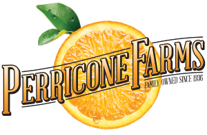 Perricone Farms logo with fresh orange slice and family-owned heritage since 1936.