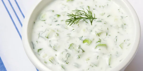 Creamy tzatziki sauce with cucumber and dill, perfect for dipping or as a flavorful accompaniment.